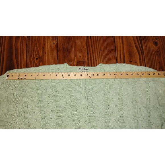 Vintage Eddie Bauer Drifter Sweater XXL Green Chunky Fisherman Cable Knit - Picture 7 of 8